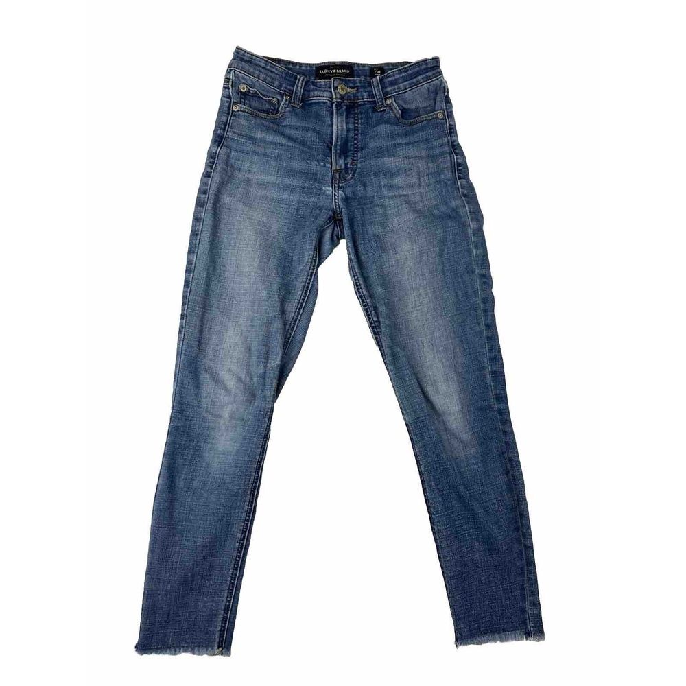 Lucky Brand Bridgette Mid Rise Skinny Raw Hem Jeans Womens Blue Size 26 Ankle‎